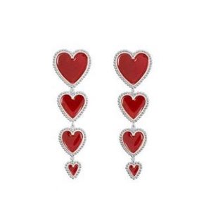Silver Heart Drop Earrings